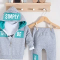 Simply Desenli Kapişonlu 3lü Erkek Bebek Takımı