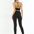 Siyah  3921 Soft Seamless Ripli Tayt Yoga Takımı