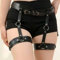 Siyah Deri Jartiyer Harness - Brf804