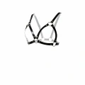 Siyah Göğüs Harness Suni Deri O-halkalı Bralet - Brf190
