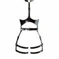 Siyah Harness Takım Deri Gerdanlık Detaylı Tokalı - Brf1386