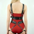 Siyah Harness Takım Deri Zımba Detaylı Vücut Aksesuarı - Brf1016