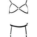 Siyah Harness Takım Suni Deri Jartiyer Detaylı - Brf228