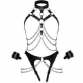 Siyah Harness Takım Zincir Detaylı Boyunluklu - Brf1067