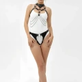 Siyah Harness Takım Zincir Detaylı Suni Deri - Brf1067