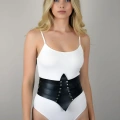 Siyah Kadın Kemer Kalın Korse Zımbalı Bel Aksesuarı - Brf1087