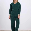 Uzun Kollu Kadife Sweatshirt Ve Pantolon Pijama Takımı