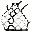 Zincirli Seksi Lastik Göğüs Harness - Brf926