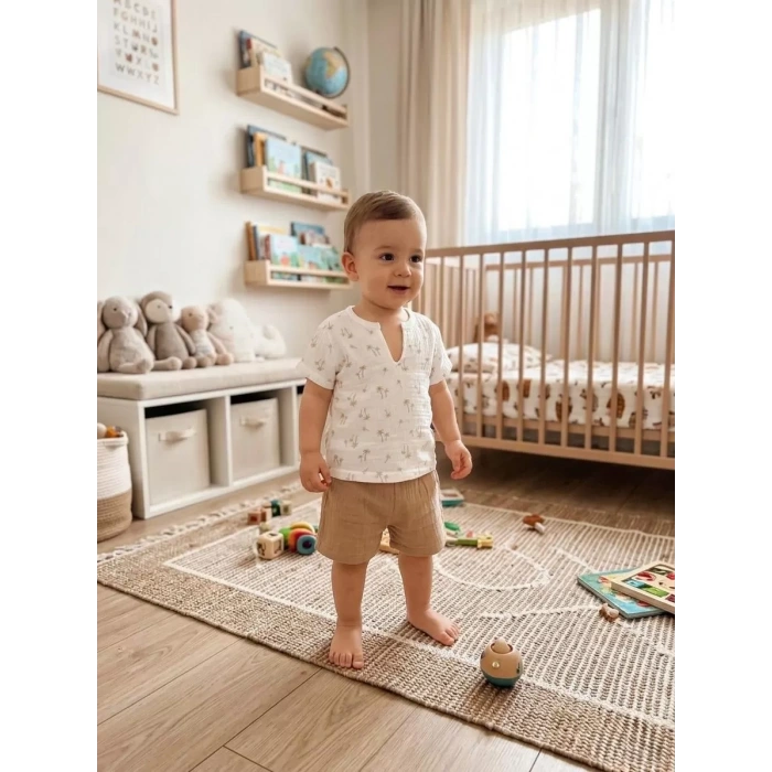 1/4 Yaş Müslin Kumaş Bebek Takımı