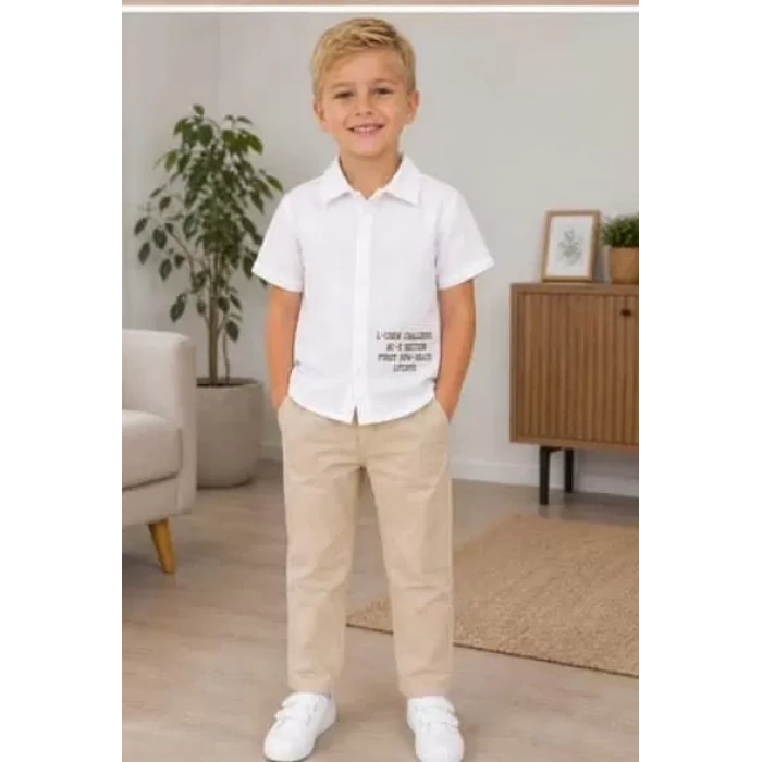 2/10 Yaş Müslin Gömlek Denim Pantolon Çocuk Takımı