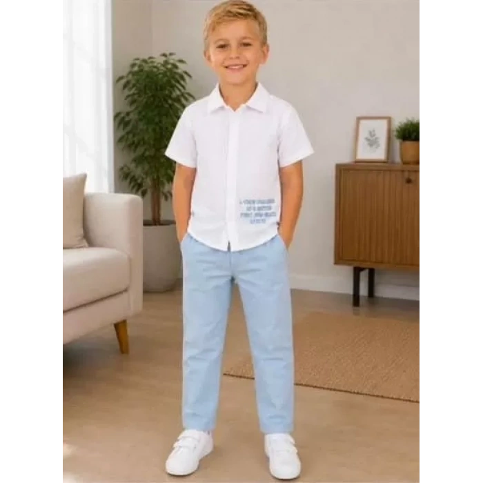 2/10 Yaş Müslin Gömlek Denim Pantolon Çocuk Takımı
