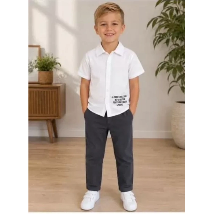 2/10 Yaş Müslin Gömlek Denim Pantolon Çocuk Takımı