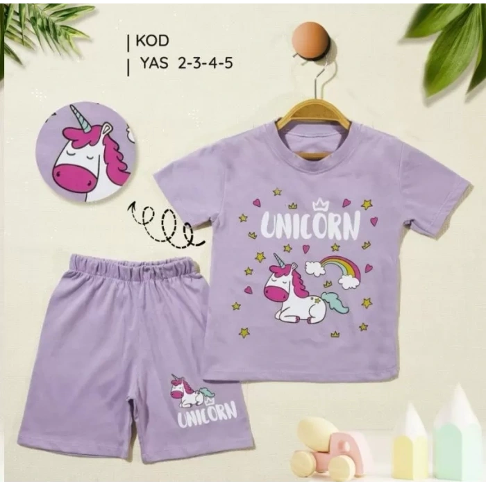 2/5 Yaş Unicorn Baskılı Çocuk Takımı