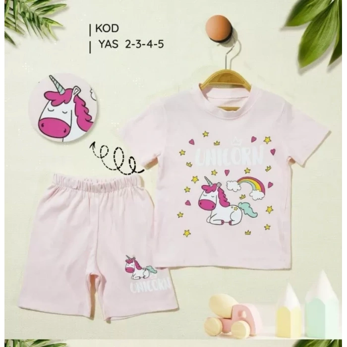 2/5 Yaş Unicorn Baskılı Çocuk Takımı