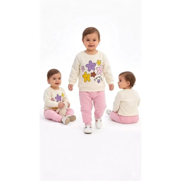 6/24 Ay Çiçek Baskılı Basic Bebek Takımı