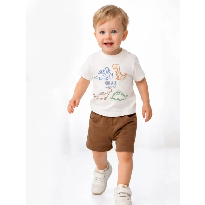 6/24 Ay Dino Baskılı Basic Bebek Takımı