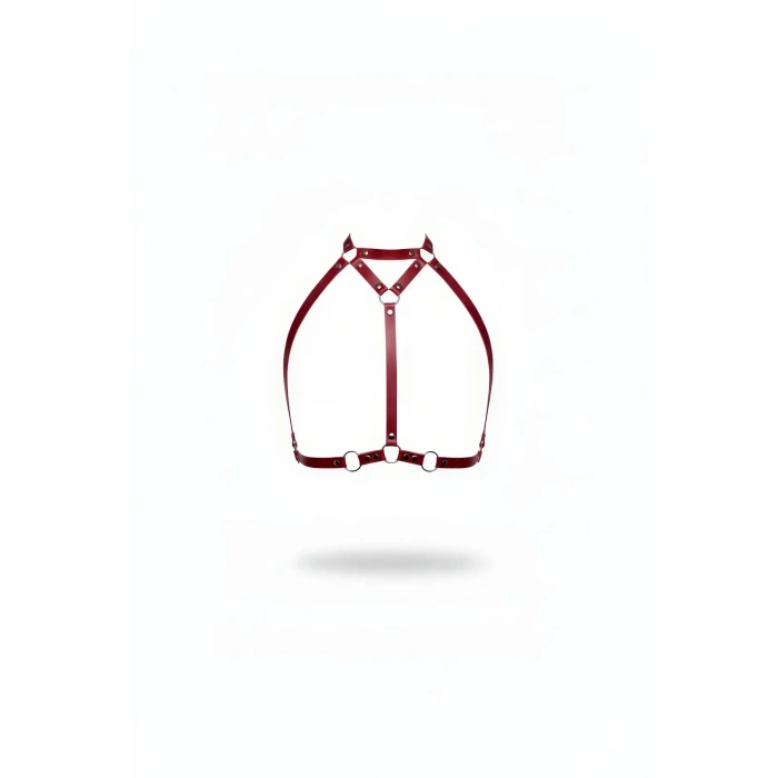 Bordo Göğüs Harness Deri Yüksek Yaka Vücut Aksesuarı - Brf245
