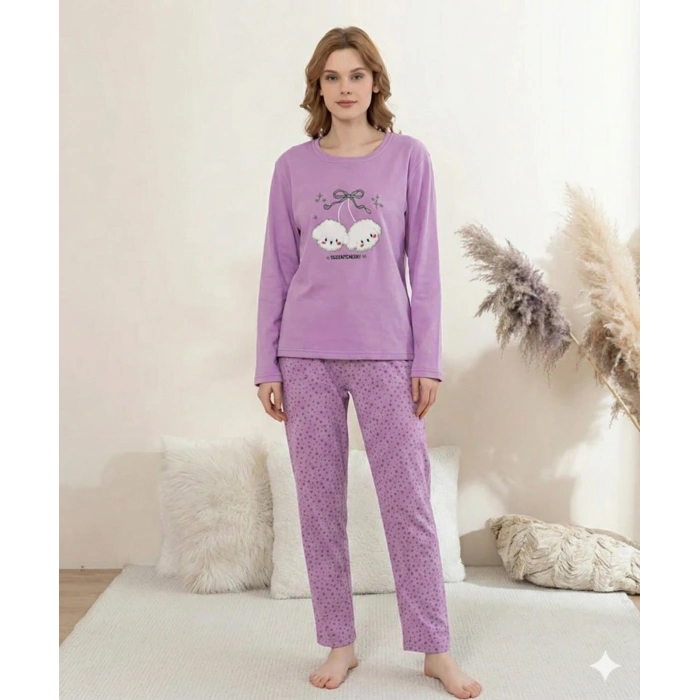 Boyraz 0351 Kadın Penye Uzun Kol Pijama Takımı