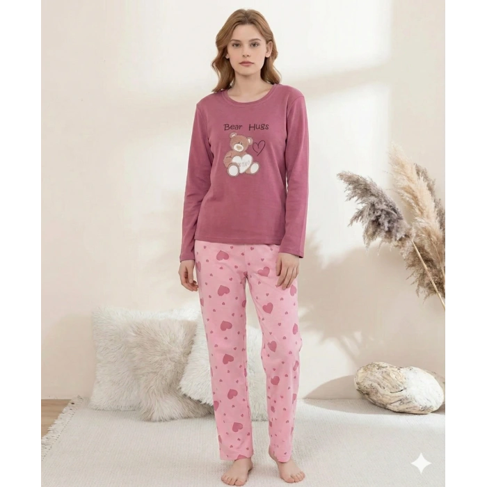 Boyraz 0354 Kadın Penye Uzun Kol Pijama Takımı