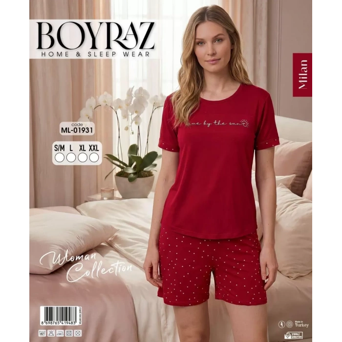 Boyraz Ml-01931 Kadın Milan Kısa Kol Şortlu Takım