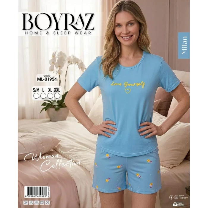 Boyraz Ml-01954 Kadın Milan Kısa Kol Şortlu Takım
