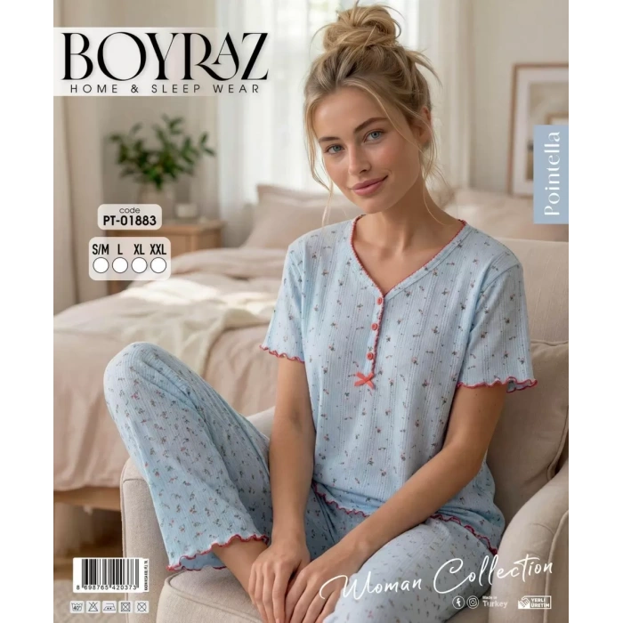 Boyraz Pt-01883 Kadın Pointella Kısa Kol Pijama Takımı