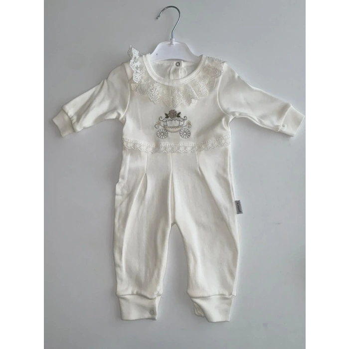 Çiçekli Araba Nakışlı Dantelli Tulum