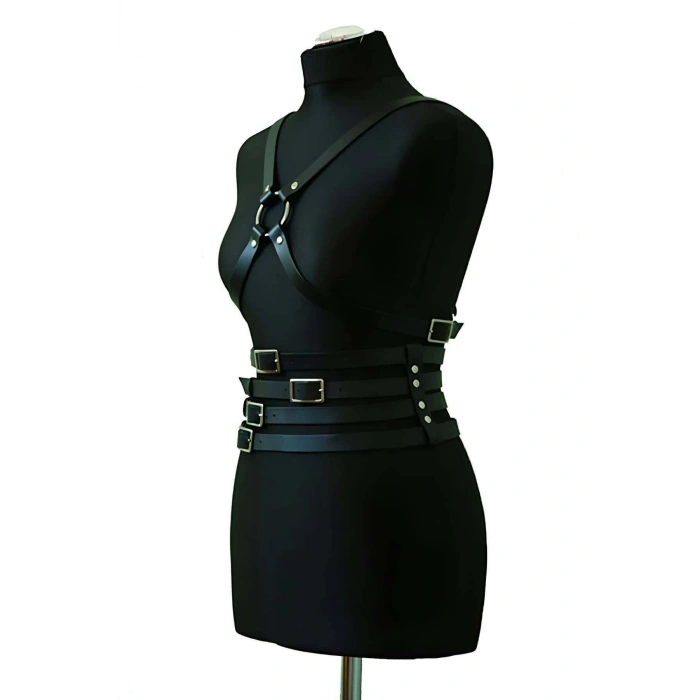 Deri Belden Dört Sıralı Göğüs Harness - Brf911