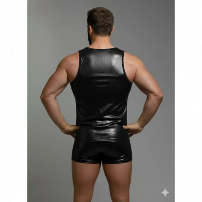 Erkek Lame Tank Top Boxer Takımı