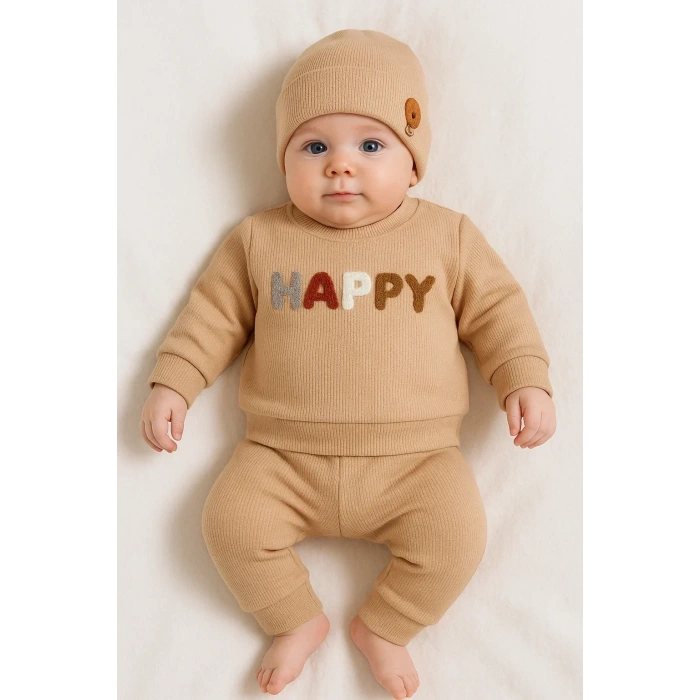 Happy Nakışlı 2li Pamuklu Erkek Bebek Takım