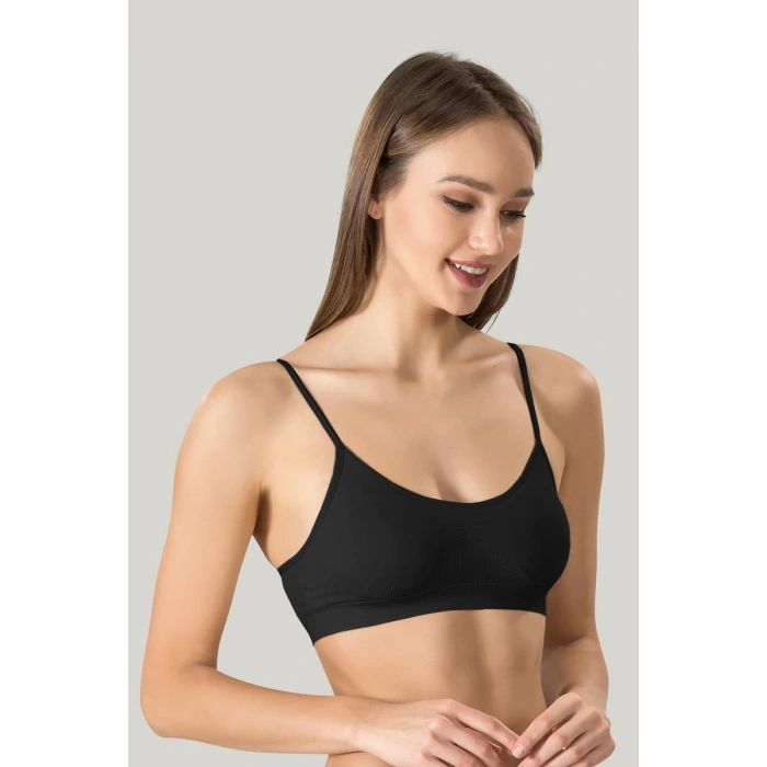 Kadın Ince Askılı Pedli Büstiyer Yarım Atleti Sütyen 3lü Set..