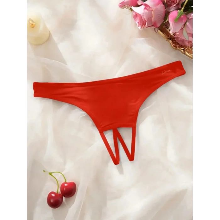 Kadın Kırmızı Ağ Bölgesi Açık Külot