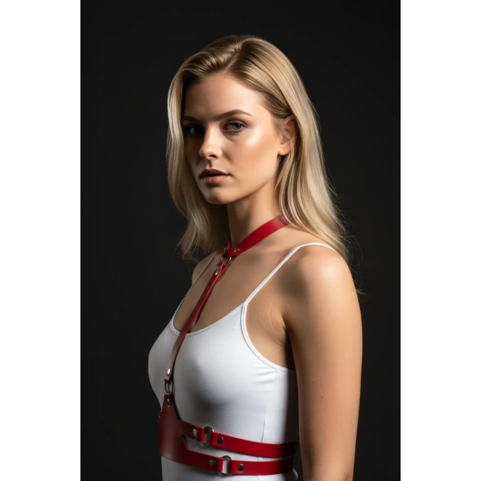 Kırmızı Kadın Kemer Deri Vücut Aksesuarı - Brf17