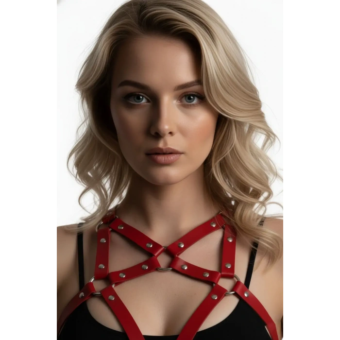 Kırmızı Kadın Kemer Vücut Aksesuarı Çapraz Tokalı - Brf108