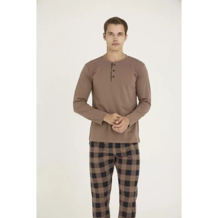 Kly Erkek Pijama Takımı Kahve Rengi 9221 |yoncatoptan