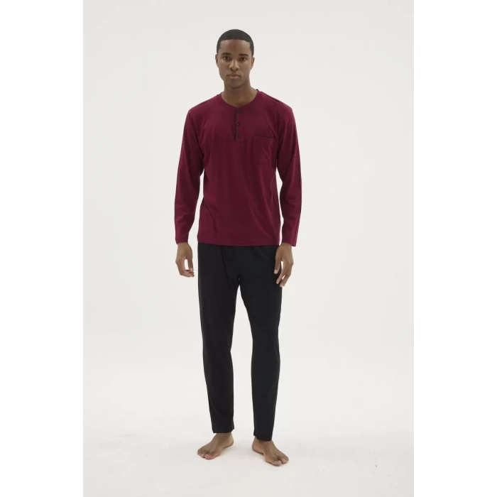 Kocabey Bu-26360 Erkek Midi Yaka Battal Pijama Takımı