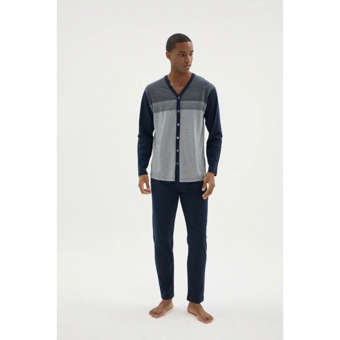 Kocabey Dm-26104 V Yaka Boydan Düğmeli Pijama Takımı