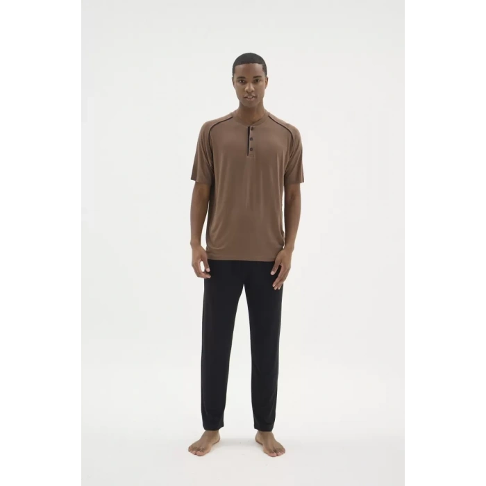 Kocabey Kkt-26153 Erkek Midi Yaka Pijama Takımı