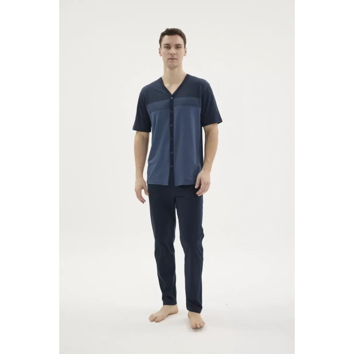 Kocabey Kkt-26154 Erkek V Yaka Boydan Düğmeli Pijama Takımı