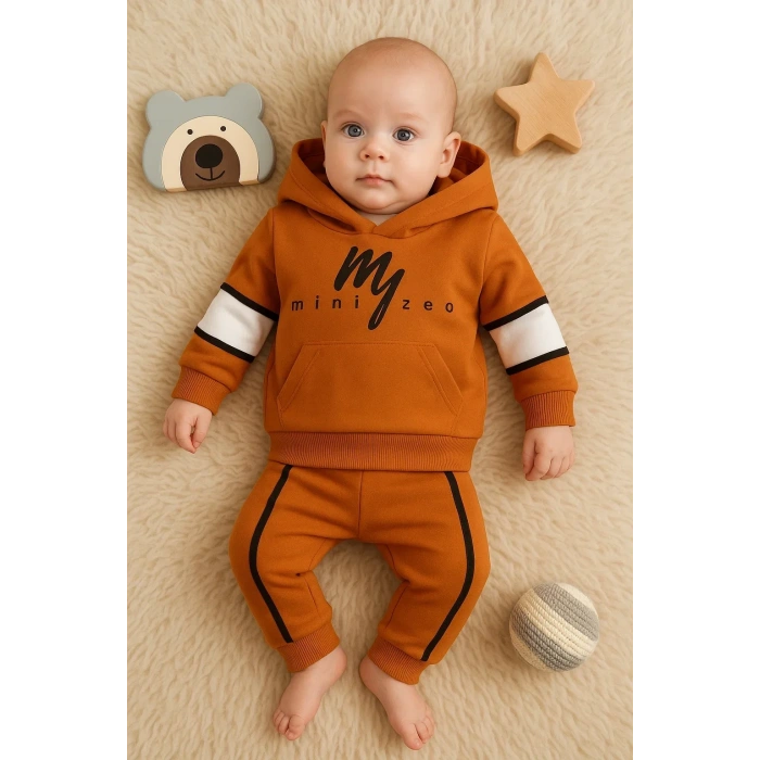 Mini Zeo Desenli Pamuklu 2li Erkek Bebek Takımı