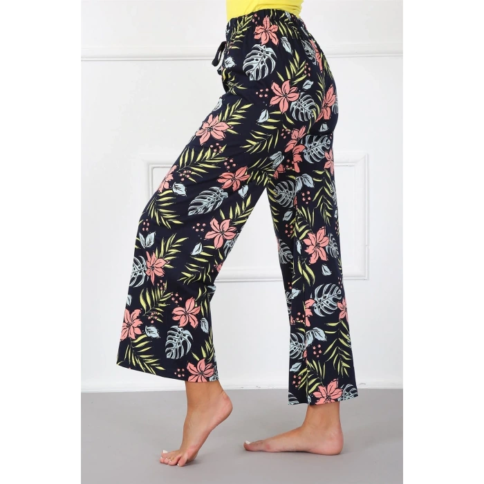 Moda Bayan Penye Bol Paça Pantolon Lacivert