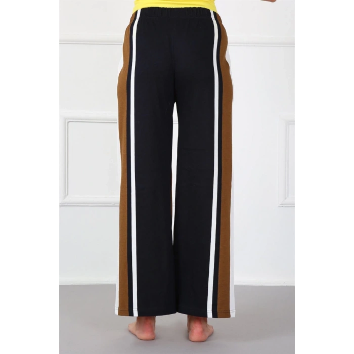 Moda Bayan Penye Bol Paça Pantolon Sütlü Kahve