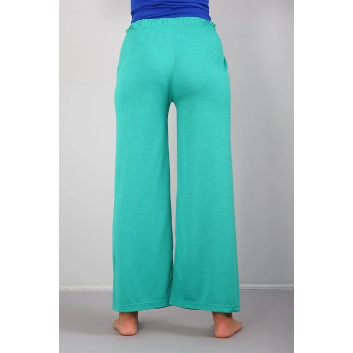 Moda Bayan Penye Bol Paça Pantolon Yeşil