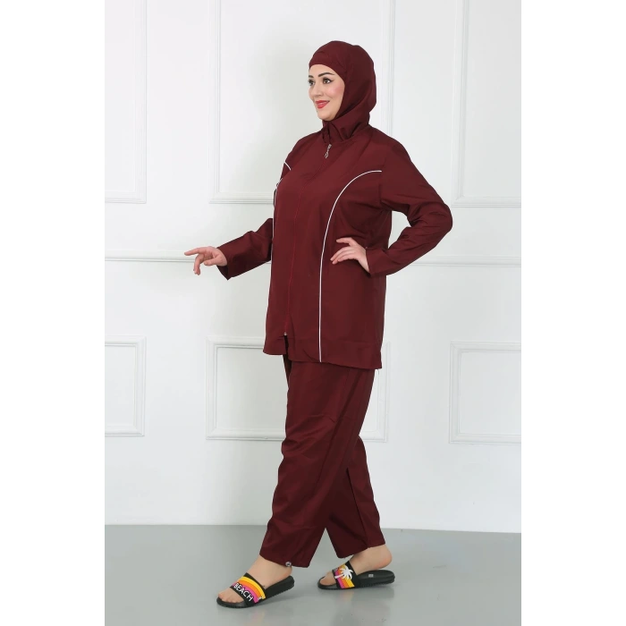 Moda Büyük Beden Tesettür Büyük Mayo Bordo