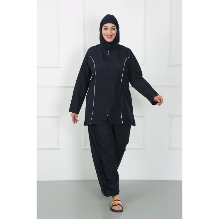 Moda Büyük Beden Tesettür Büyük Mayo Lacivert