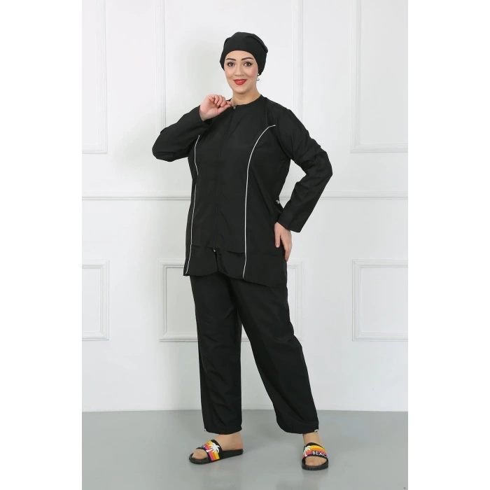 Moda Büyük Beden Tesettür Büyük Mayo Siyah