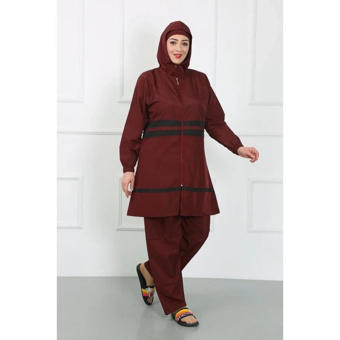 Moda Büyük Beden Tesettür Mayo Bordo