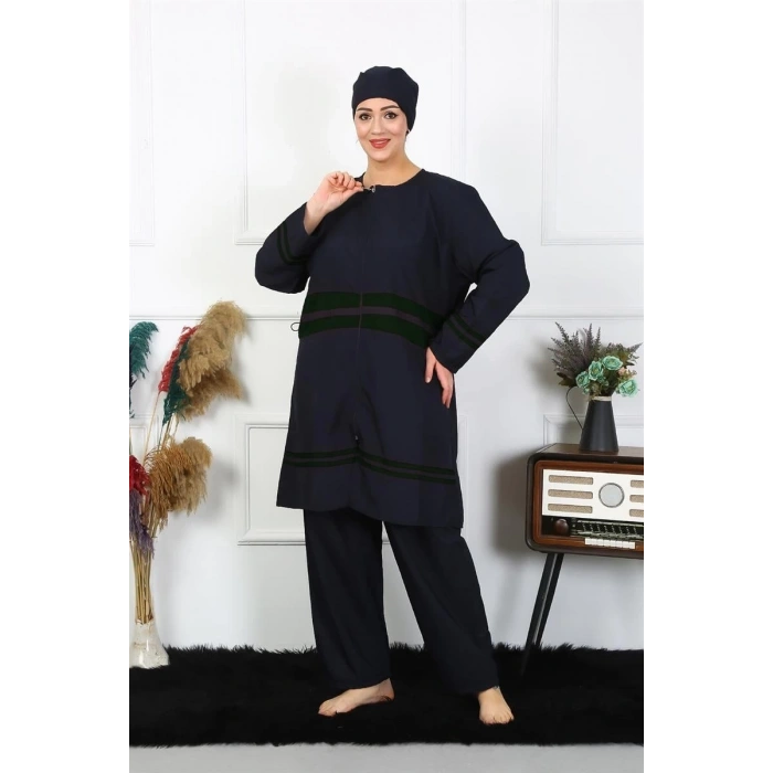 Moda Büyük Beden Tesettür Mayo Lacivert