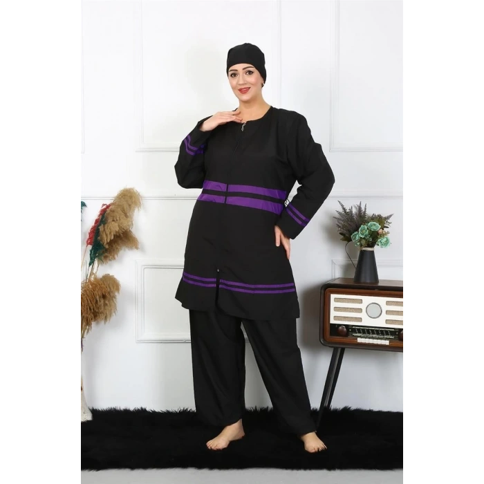 Moda Büyük Beden Tesettür Mayo Siyah