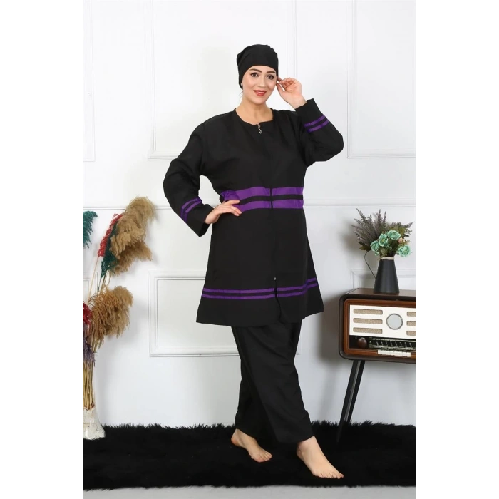 Moda Büyük Beden Tesettür Mayo Siyah